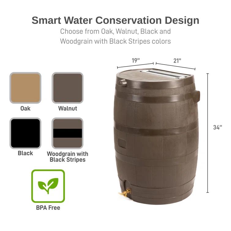 RTS Companies RTS Home Accents 50 Gallon Flat Back Rain Barrel