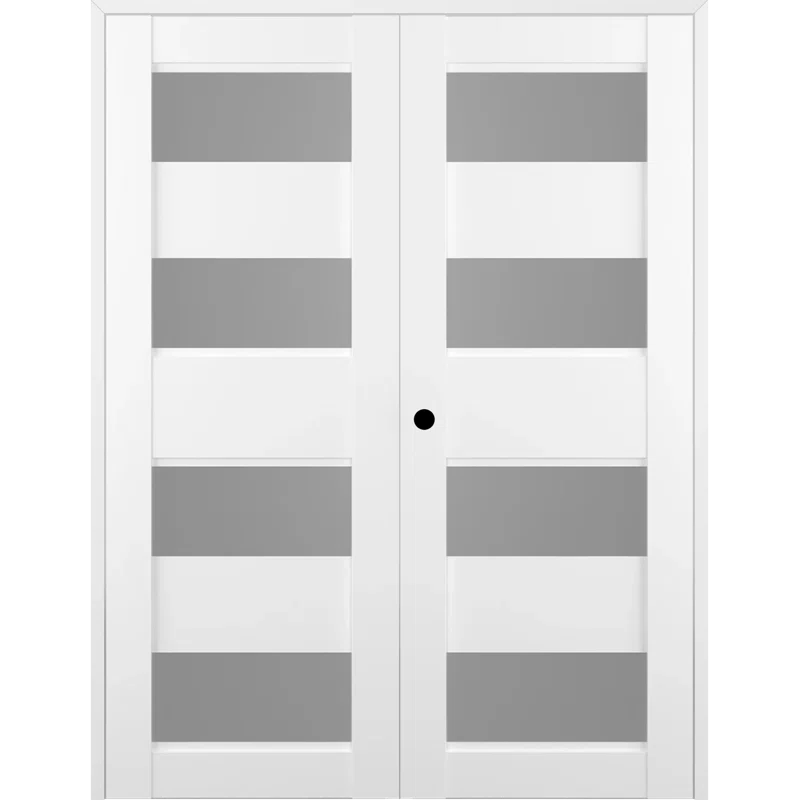 Belldinni Della Solid Manufactured Wood and Glass Paneled Prefinished Standard Double Door