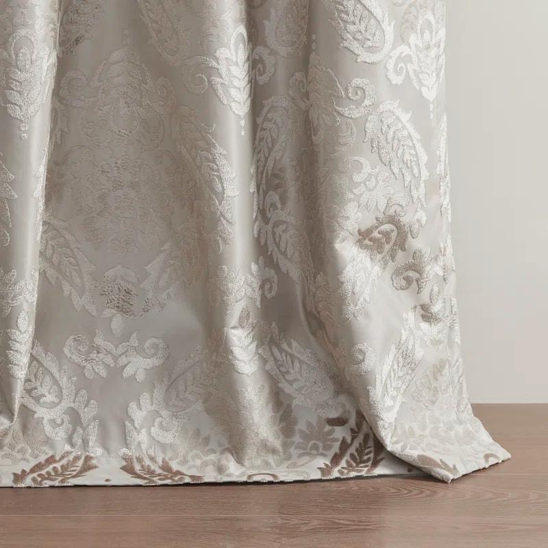 SunSmart Amelia Knitted Jacquard Paisley Total Blackout Grommet Top Curtain Panel