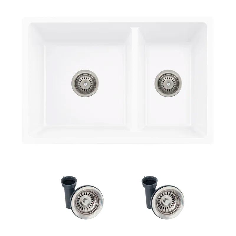 STYLISH S-827H Pietra STYLISH 27 inch Double Bowl 60/40 Dual Mount Composite Granite Kitchen Sink