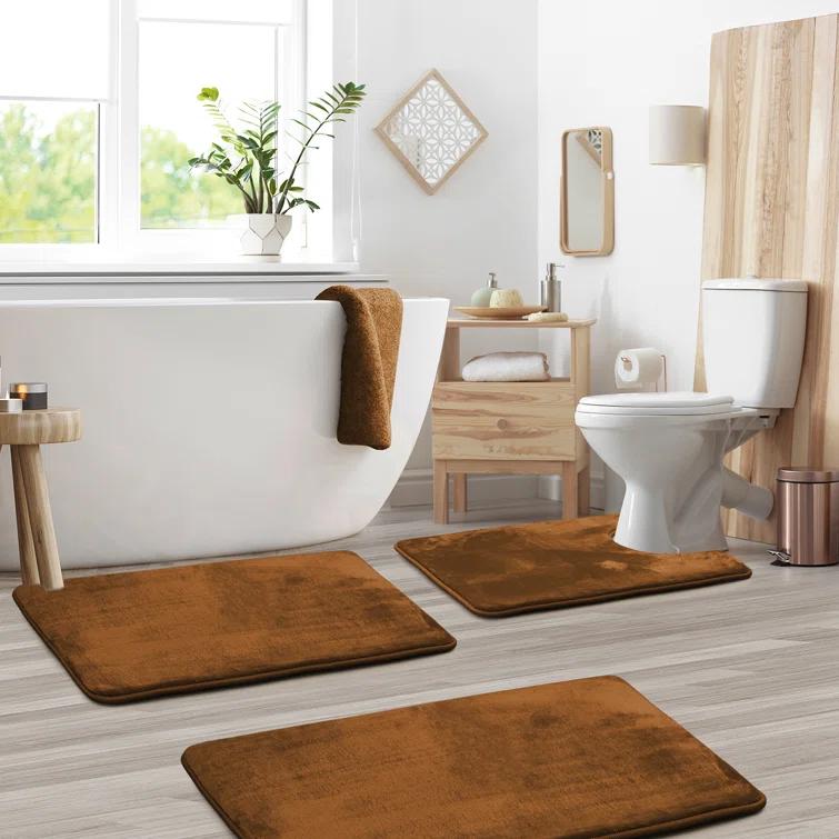 Latitude Run® Aighan 3 Piece Ultra Soft and Absorbent Memory Foam Bath Rug Set with Non-Slip Backing