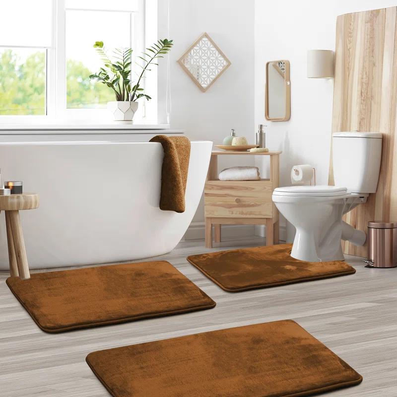 Latitude Run® Aighan 3 Piece Ultra Soft and Absorbent Memory Foam Bath Rug Set with Non-Slip Backing