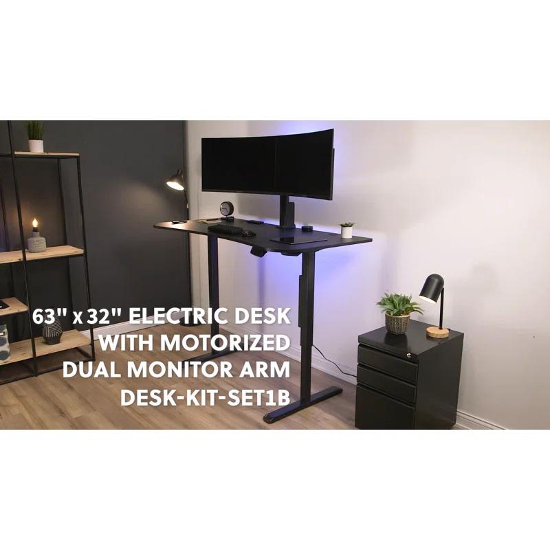 VIVO 63" x 32" Electric Stand Up Desk with Motorized Dual Monitor Mount, DESK-KIT-SET1B