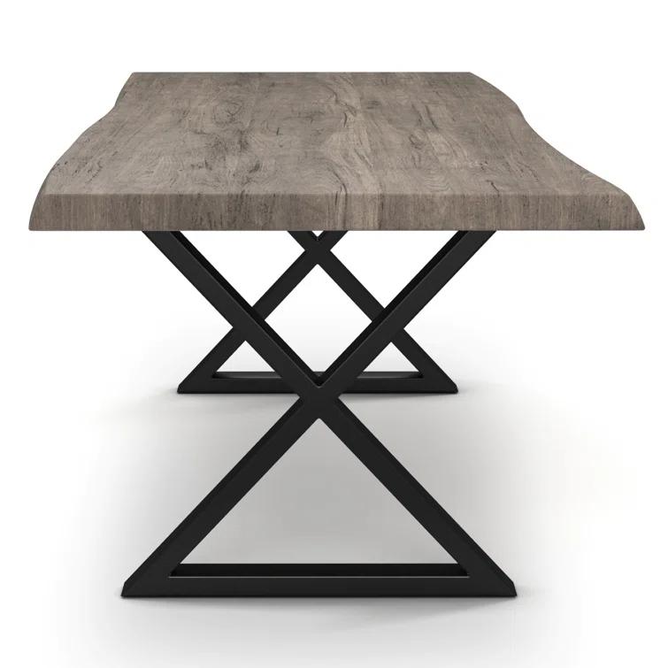 Brooks 79" Rectangular Sandblasted Grey Acacia Dining Table with Pewter Frame