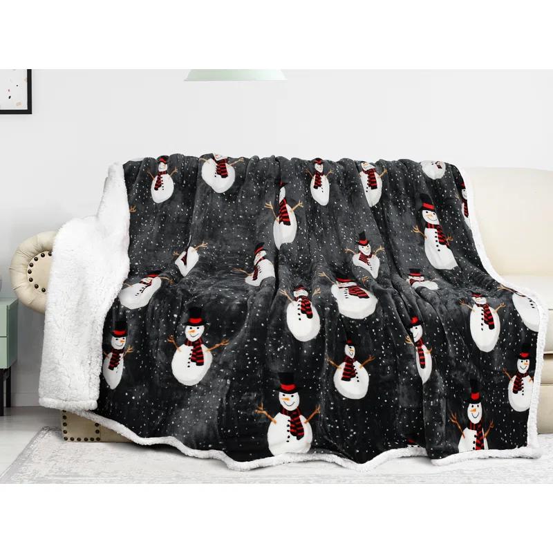 Catalonia Snowman Blanket, Christmas Sherpa Fleece Throw, Blanket For Couch And Bed,Soft,Thick, Fluffy,Warm