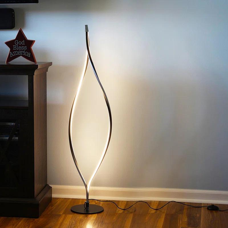 Brightech Twist 43 in. Industrial 2-Light LED Energy Efficient Floor Lamp with Built-In 3-Way Dimmer