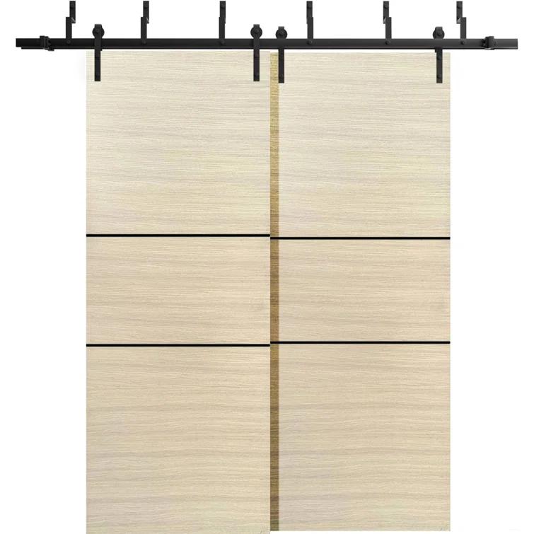 SARTODOORS 84'' Solid + Manufactured Wood Paneled Sliding Closet Doors