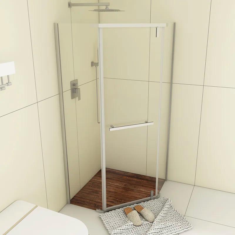 Bossicavelly 36" x 72" Neo-angle Pivot Semi Frameless Corner Shower Enclosure BOPSSD07CH