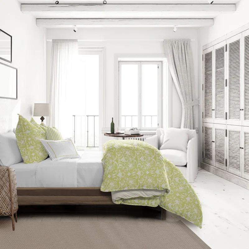 Ribbon Embroidery Sulphur Yellow Rayon Coverlet / Bedspread Set