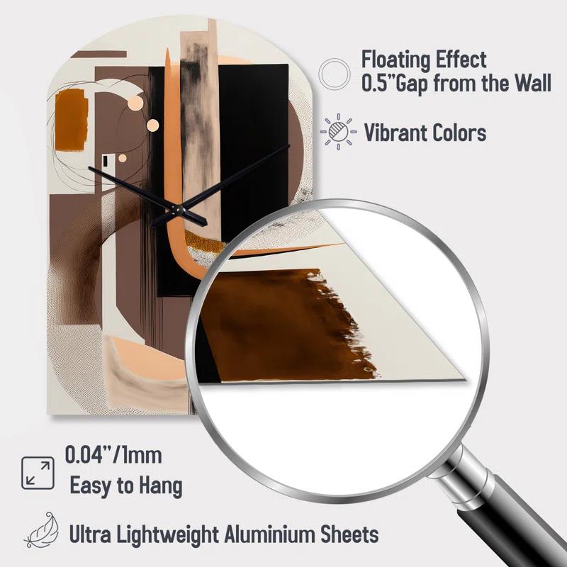 Design Art Modern Watercolor Art - Arch Shape Unique Abstract Transitional Wall Clock