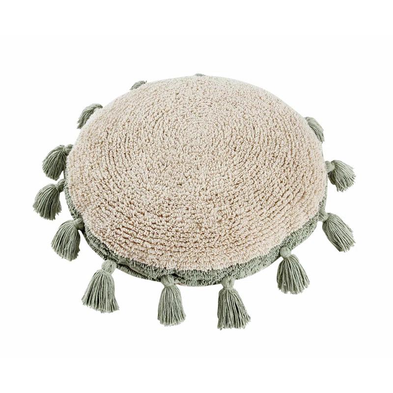 Lorena Canals Circle Tassels Cotton Blend Reversible Throw Pillow