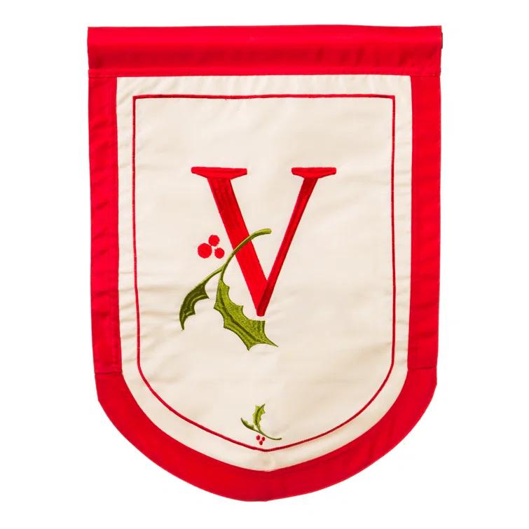 CosmoLiving by Cosmopolitan Holiday Monogram 2- Sided Garden Flag