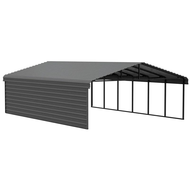 Arrow 29 x 20 ft Eggshell Carport with 1-sided Enclosure