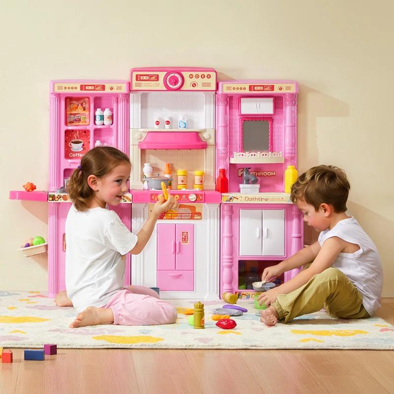 Zoomie Kids Kitchen Playset Kids Pretend Cooking Play Toy 74 Piece Accessories