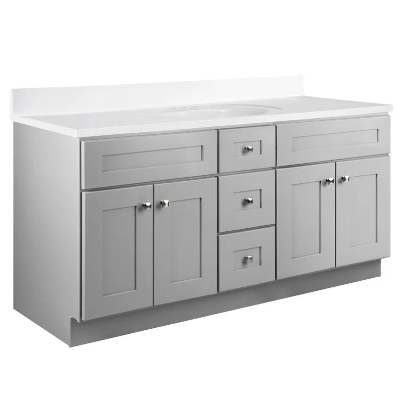 Design House Brookings 60 Inch Bathroom Vanity, Ready to Assemble, Solid Wood, Sherwin Williams – Design House, 599019-