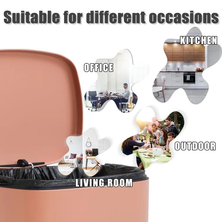 FDW Steel Step On Kitchen Trash Can - 13 Gallons