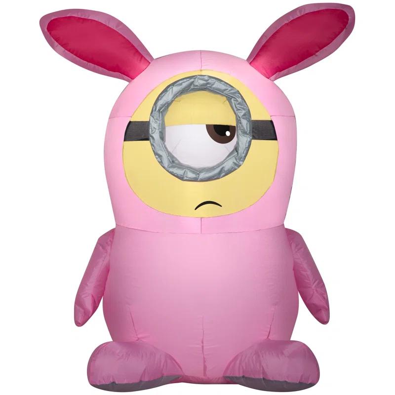 Gemmy Industries Minions Stuart in Pink Bunny Suit Inflatable