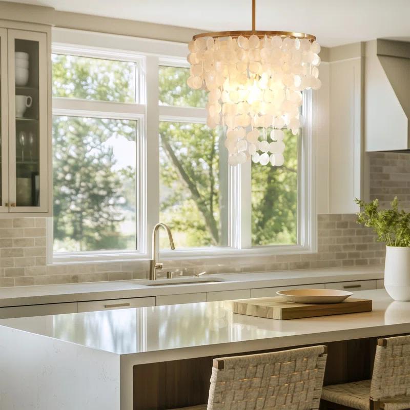 Urban Habitat Isla Dimmable Layered Capiz Chandelier