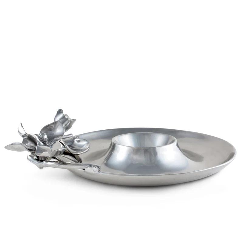 Arthur Court Designs Arthur Court Designs Magnolia Aluminum Chips And Dip Platter
