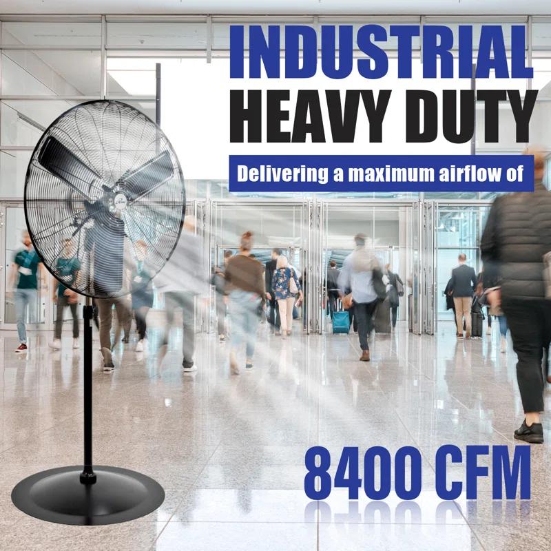 iLIVING iLIVING ILG8P31-93 30" Commercial Pedestal Oscillating Fan - Shop, Garage, Warehouse - 120V, 1.8A , 8400 CFM