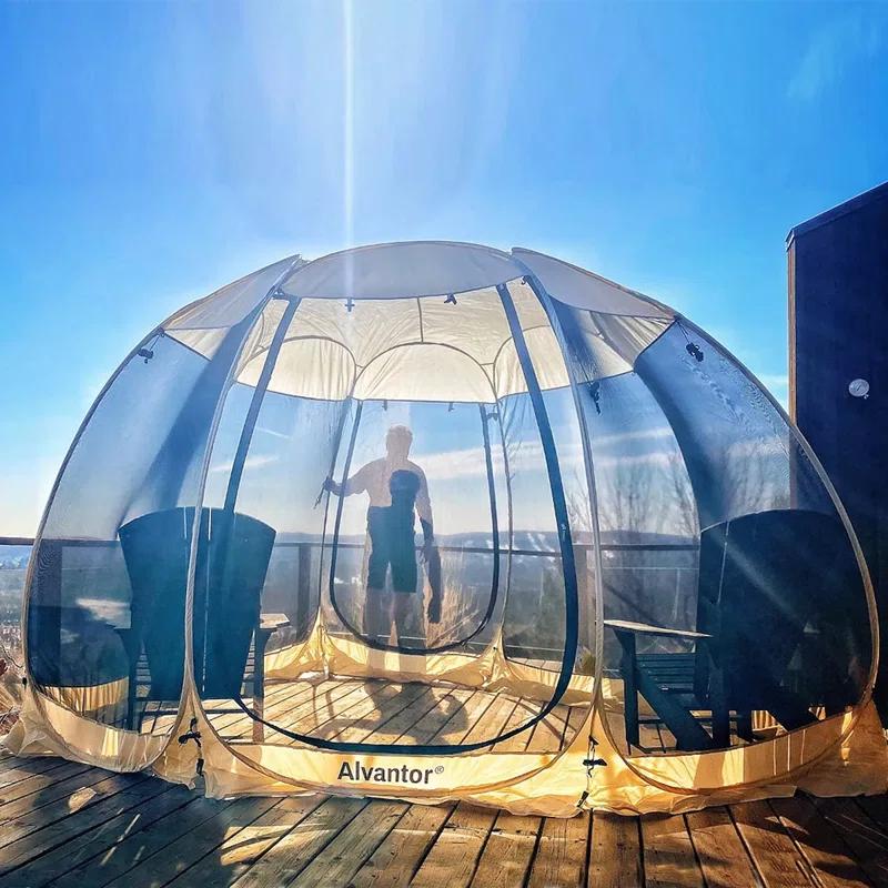 EighteenTek Fiberglass Patio Gazebo Pop Up with Screen Room Tents