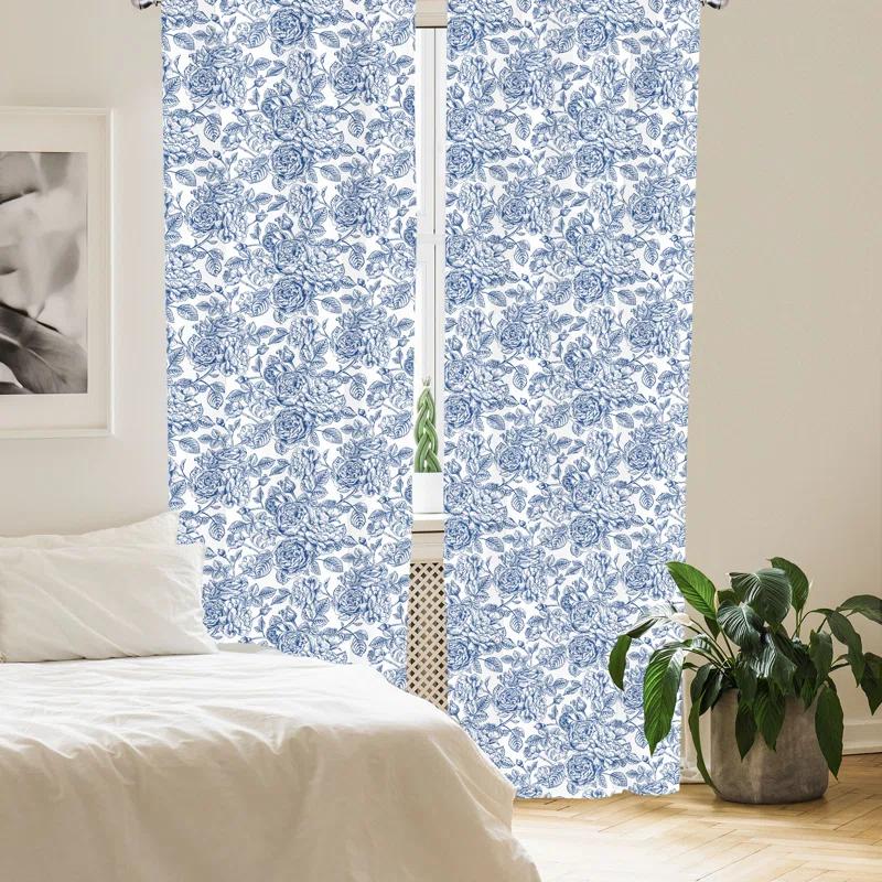 Ambesonne Rose Floral Semi-Sheer Rod Pocket Curtain Panels (Set of 2)