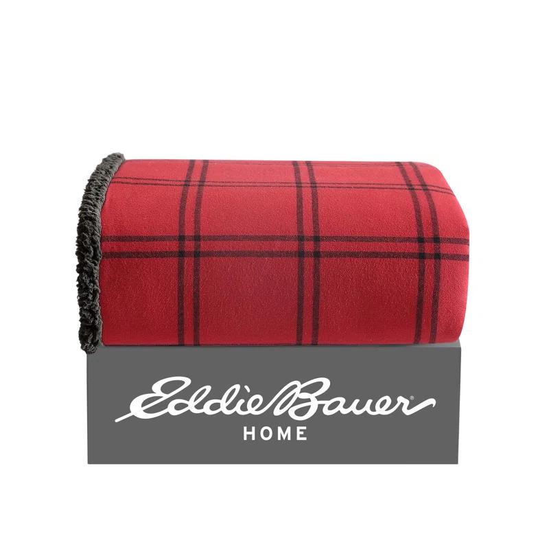 Eddie Bauer Eddie Bauer Printed Flannel/Sherpa Throw Blankets