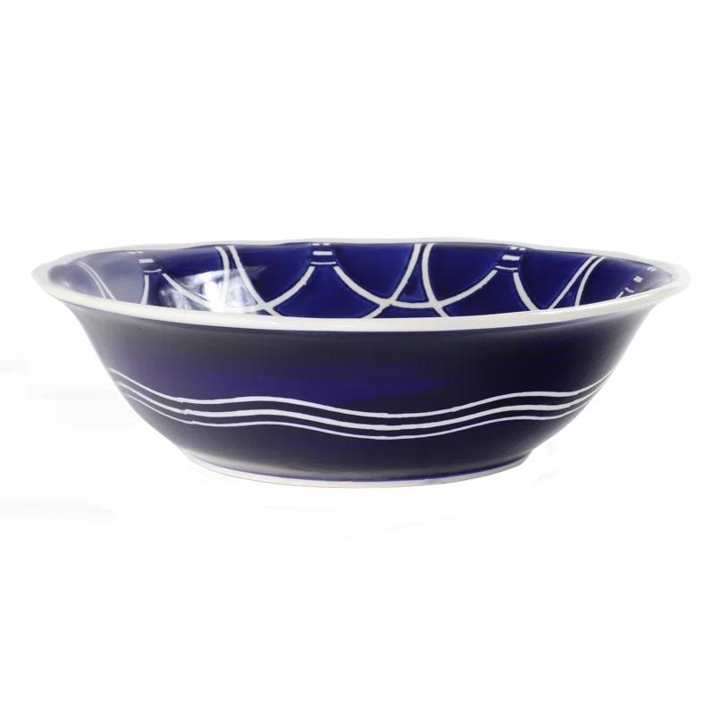 Euro Ceramica Blue Garden 12" Serving Bowl