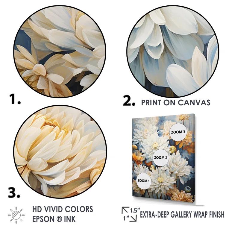 Design Art " Mums Painting Beige White And Blue I "