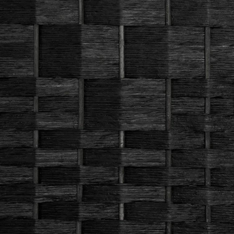 4 ft. Short Diamond Weave Fiber Folding Screen - Black - 6 Panel