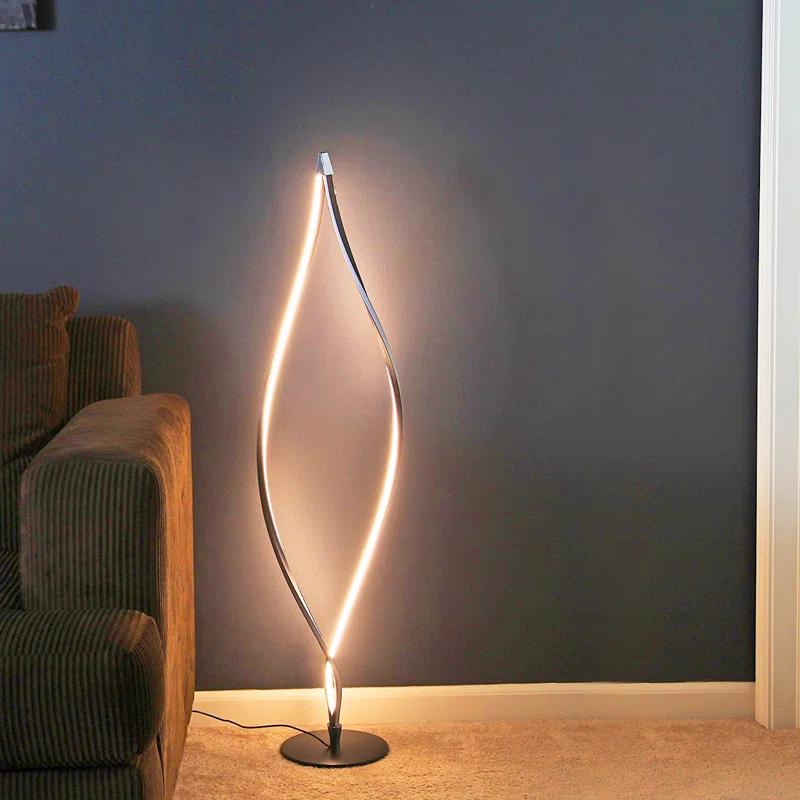 Brightech Twist 43 in. Industrial 2-Light LED Energy Efficient Floor Lamp with Built-In 3-Way Dimmer