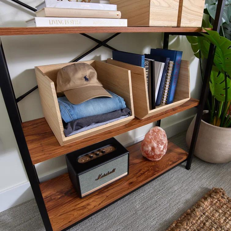 iDesign Renewable Wood Collection in Paulownia Wood Open Front Storage Bin, 11.46" x 8" x 10"