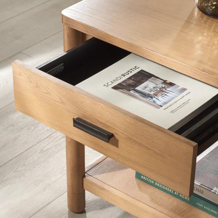 Safavieh Jaylessa Solid Wood 1 Drawer End Table in Natural