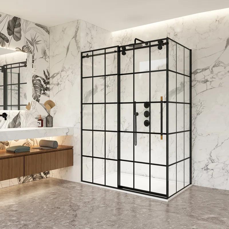 Puente 48'' W 78'' H Framed Rectangle Reversible Shower Enclosure