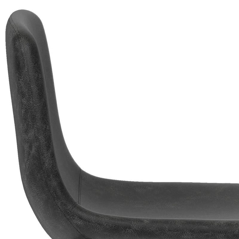 Simpli Home Jolie Upholstered Vegan Faux Leather Contemporary Counter Stool with Padded Bucket Seat and Footrest (Set of 2)