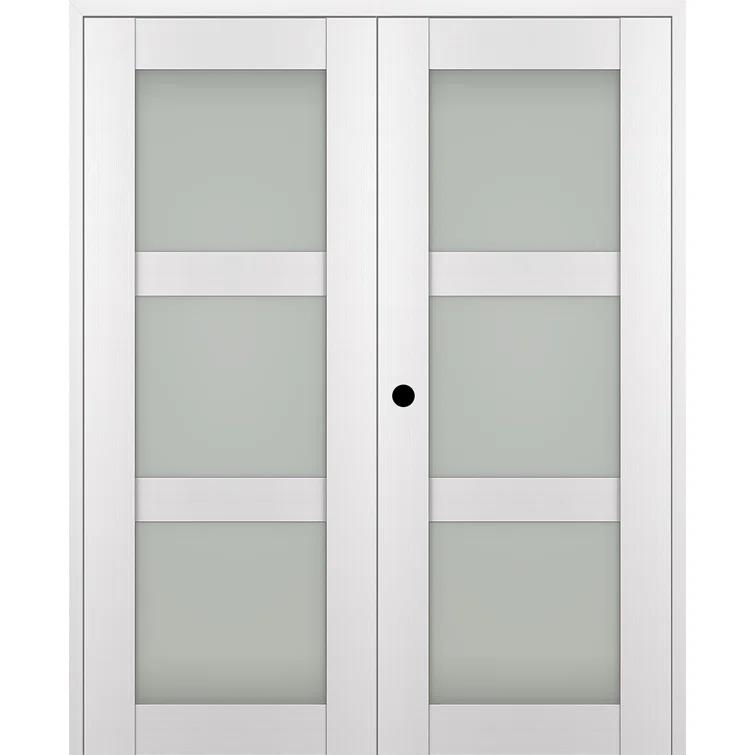 Belldinni Palladio 3 Lite Manufactured Wood and Frosted Glass Interior Double Prehung Door