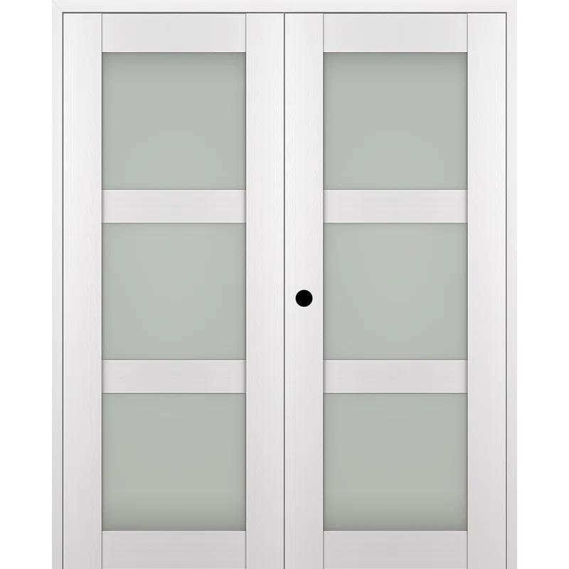 Belldinni Palladio 3 Lite Manufactured Wood and Frosted Glass Interior Double Prehung Door