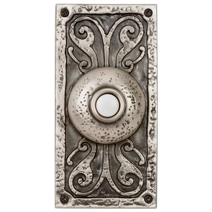 Fleur De Lis Living Pewter Push Button Doorbell