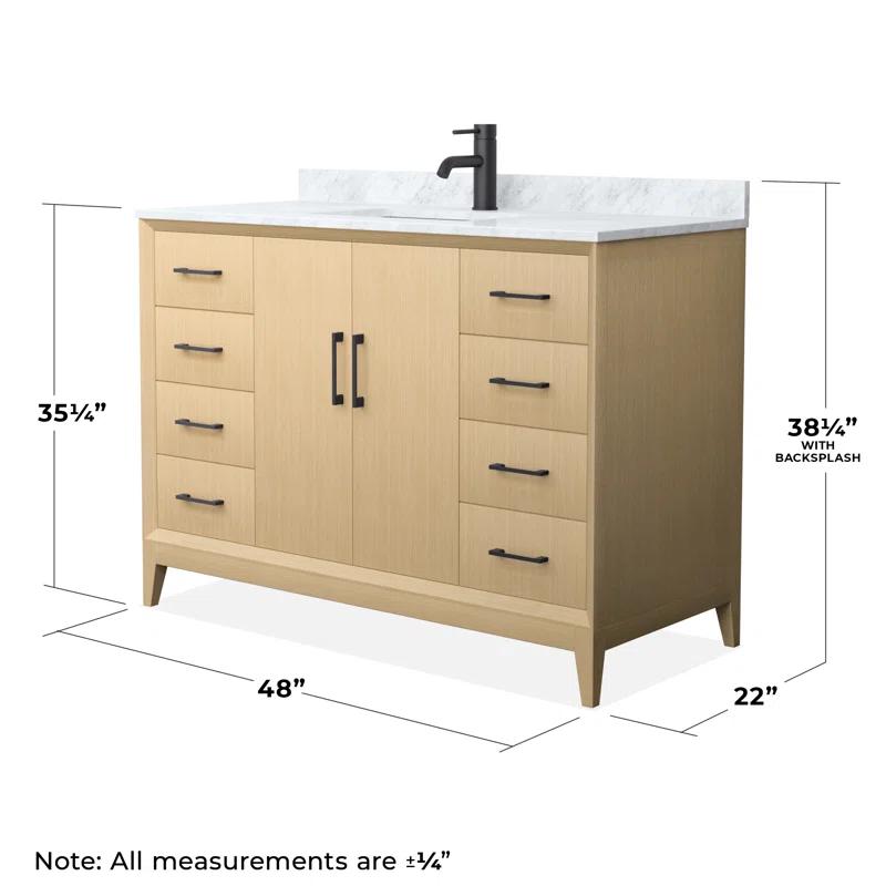 Wyndham Collection Janna 48" Freestanding Single Bathroom Vanity with Marble Top