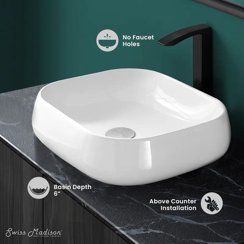 Swiss Madison SM-VS273 Château 18 Square Ceramic Vessel Sink