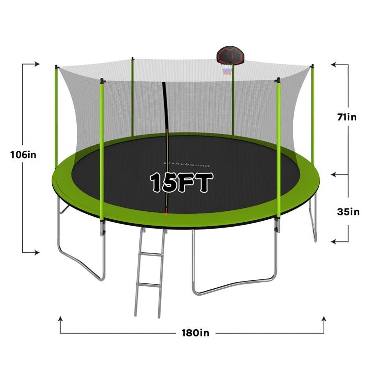 SKYBOUND Skybound 15' Round Backyard Trampoline with Safety Enclosure