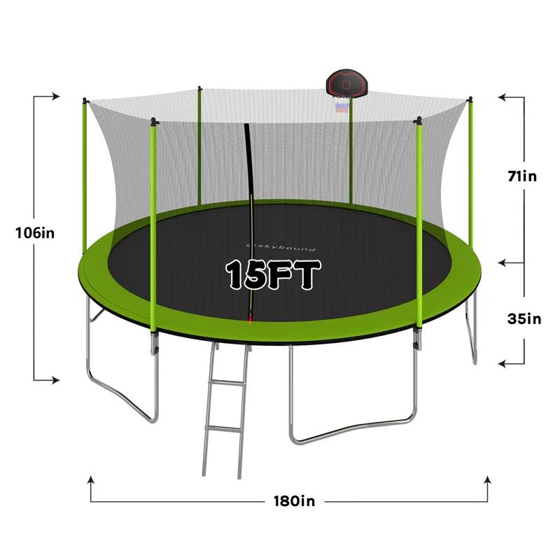 Skybound 15' Round Backyard Trampoline with Safety Enclosure