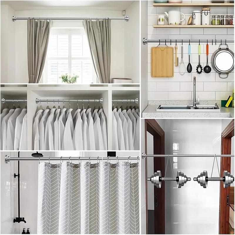 JDLiving Maxda Premium 43"- 72" Adjustable Rustproof Straight Tension Shower Curtain Rod- No Drill