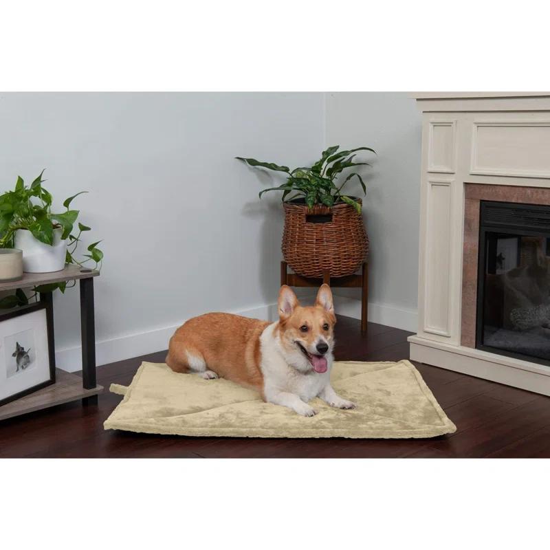Thermanap Self-Warming Cat Bed For Indoor Cats & Small Dogs, Washable & Reflects Body Heat - Quilted Faux Fur Reflective Bed Mat - Cream, Small
