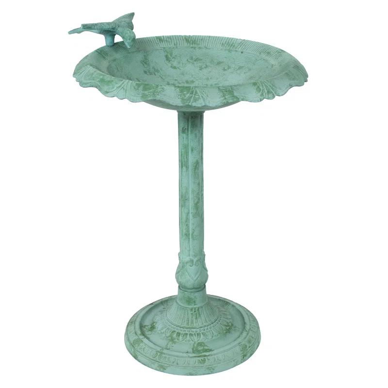 SunnyDaze Decor Garden Visitor Freestanding Cast Aluminum Outdoor Bird Bath