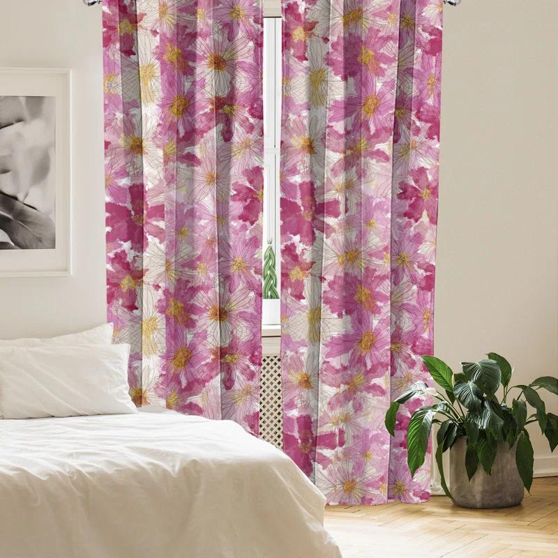 Ambesonne Microfiber Semi Sheer Sliding Panel Pair