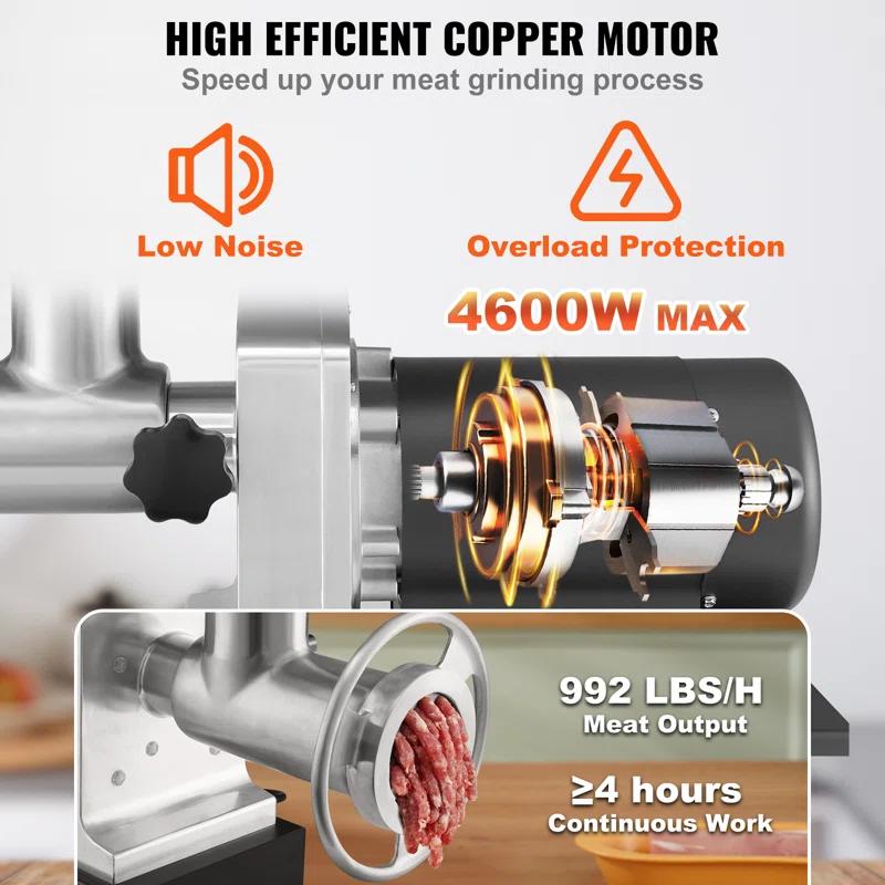 VEVOR Steel Metal Electric Meat Grinder