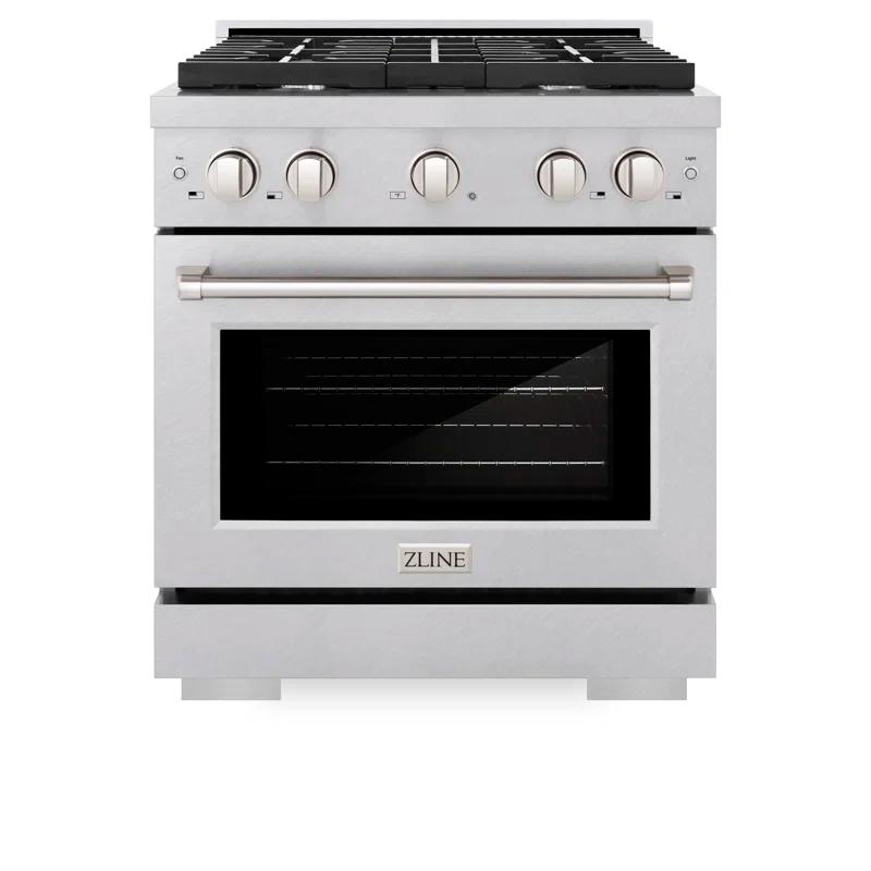 ZLINE Satin ZLINE 30 in. Paramount Gas Range w/ 4 Burners & Convection Oven w/ Door SGRS-30