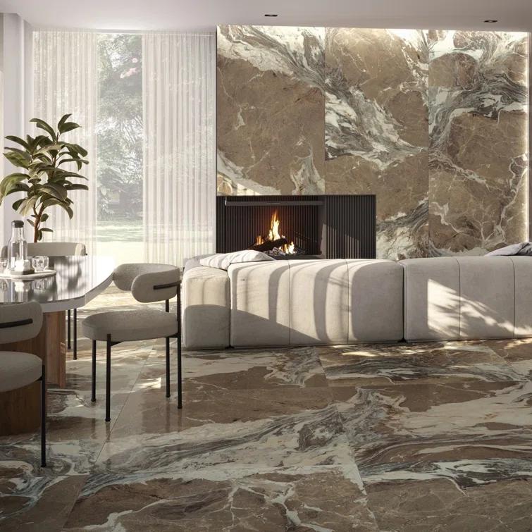 Signature 47.24 In. X 47.24 In. Marble Look Satin Porcelain Floor And Wall Tile (30.98 Sq. Ft. / Case)