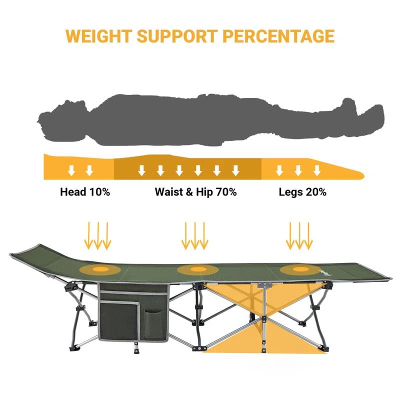 Kingcamp KingCamp Folding Portable Outdoor Camping Cot w/ Multi Layer Side Pocket